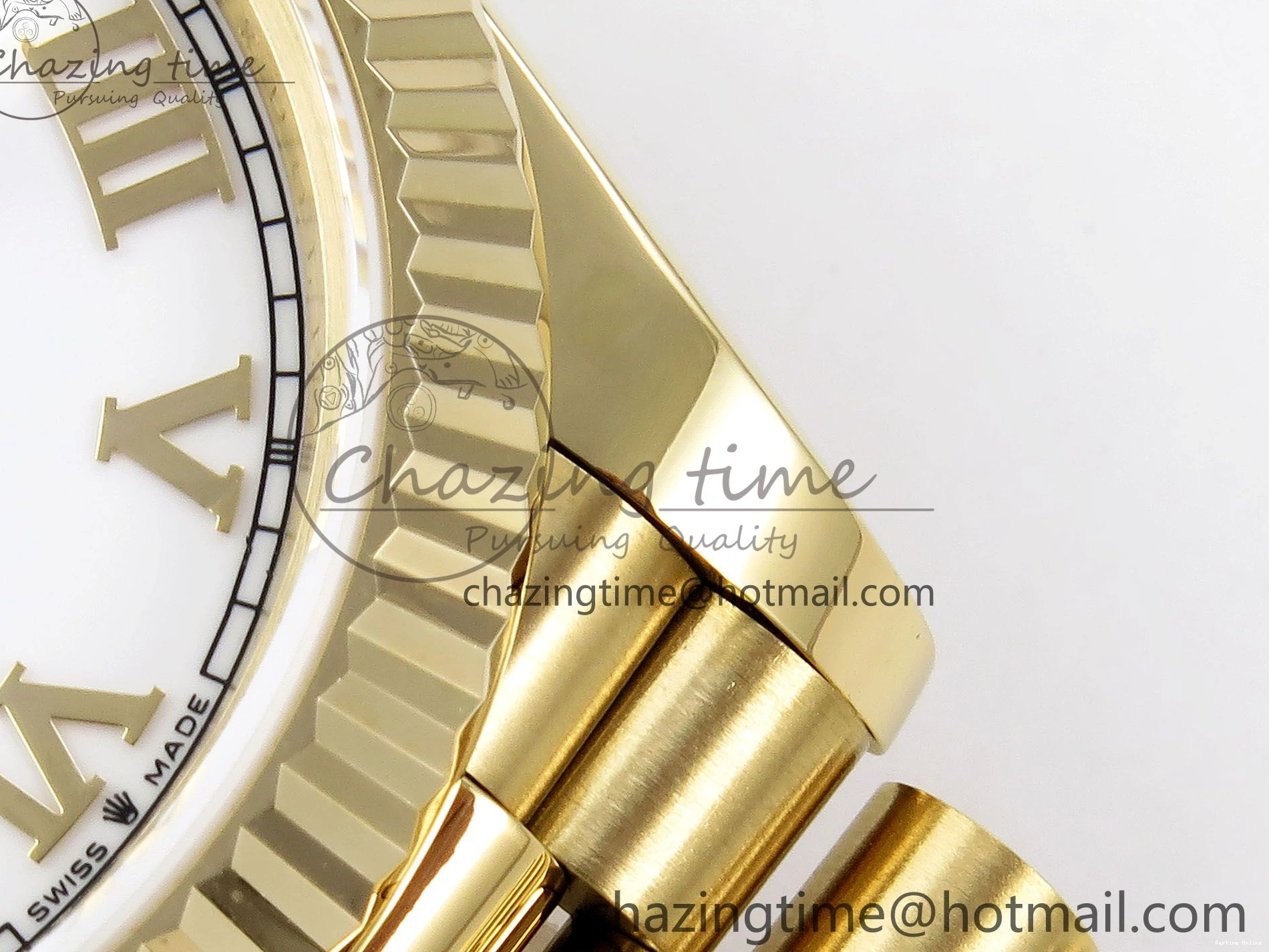 0518 Day Date 40 YG JDF Gain Weight 904L Steel White Roman Dial on President Bracelet VR3255 V Functional 1369